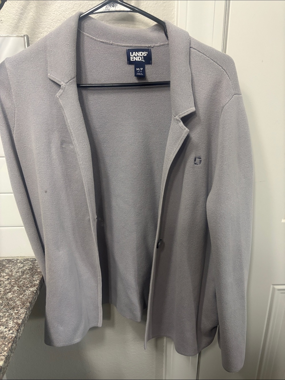 Lands' End Men's Light Gray Knit Shirt Jacket